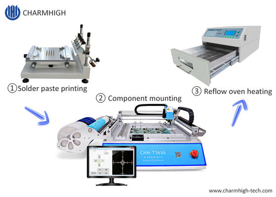 Linha de produção quente de SMT CHMT36VA + impressora de 3040 estêncis + forno T962A do Reflow