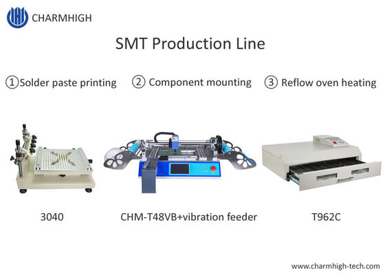 Linha de produção 3040 picareta e lugar de SMT do forno do Reflow de T962C do tampo da mesa de Chmt 48vb da impressora do estêncil