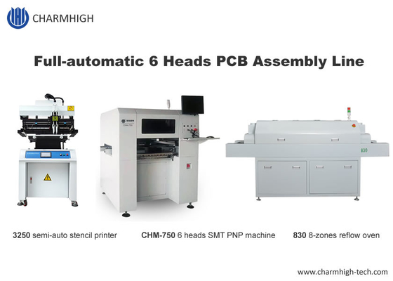 Linha de produção impressora de SMT de 6 cabeças 3250 da tela de 13000cph, auto cambiador do bocal CHM-750