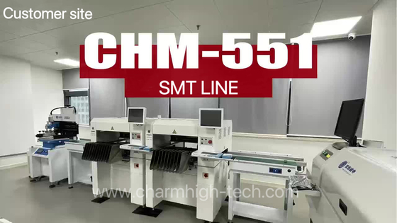Linha SMT pequena e média com impressora Stecnil 3250 CHM-551 SMT Pick and Place Machine 830 Forno de refluxo