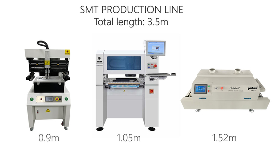 Comprimento total 3,5 m Linha de produção SMT pequena de alta precisão 0201, BGA, IC 144 pin