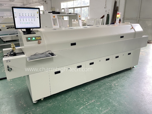 PC6635 Ferrovia + PC Controle Forno de refluxo livre de chumbo 2200*350mm Máquina de solda de zonas de 6 temp