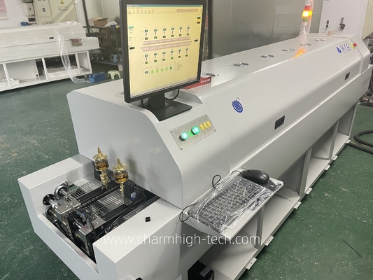 PC6635 Ferrovia + PC Controle Forno de refluxo livre de chumbo 2200*350mm Máquina de solda de zonas de 6 temp