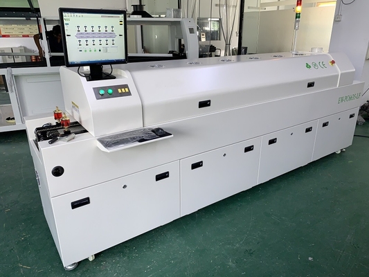 Forno de refluxo sem chumbo de 6 zonas de temperatura totalmente automático 2200*350mm Máquina de aquecimento de controlo de PC