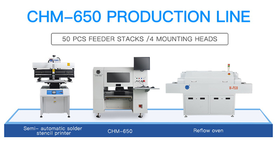 Genius 4 cabeças Desktop SMT Pick Place Machine CHM-650 Com 50 alimentadores