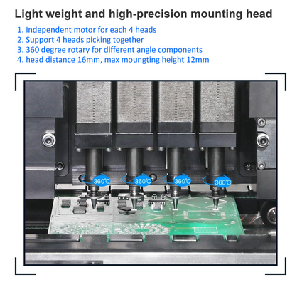Genius 4 cabeças Desktop SMT Pick Place Machine CHM-650 Com 50 alimentadores