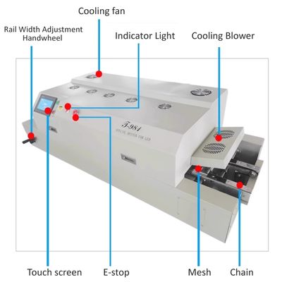 T981 Forno de refluxo de cadeia de banco sem chumbo de soldagem BGA de 8 zonas PCB de dois lados