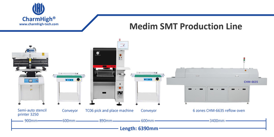 Linha de Produção SMT Média, 6 cabeças TC06 Montagem Completa de PCB Fabricação PCBA