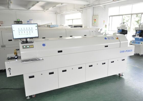 Forno de Refluxo CHM-PC6635 Sem Chumbo com Controle de PC, 6 Zonas de Temperatura e Área de Aquecimento de 2200*350mm para Soldagem SMT