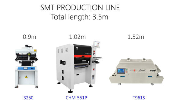 Comprimento total 3,5 m Linha de produção SMT pequena de alta precisão 0201, BGA, IC 144 pin